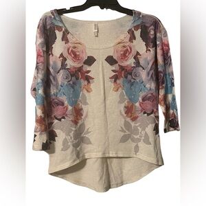 Ivory Floral Design Long Sleeve Shirt Woman’s